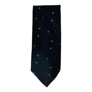 Black Tie with White Emblems 100% Silk